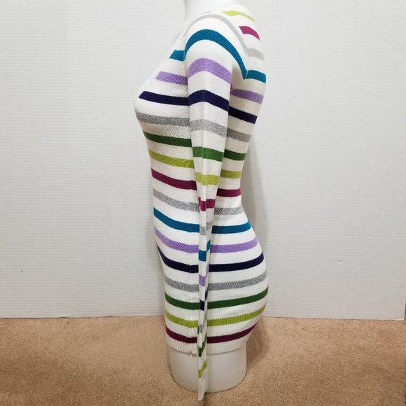 Aeropostale sweater XS pullover striped v-neck knit colorful - Picture 2 of 10